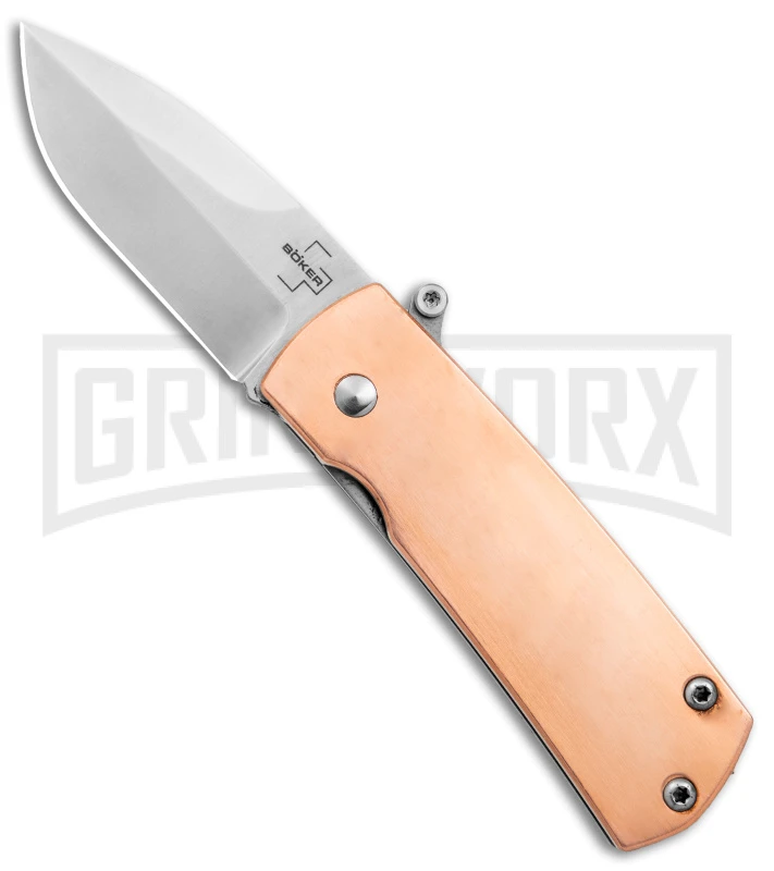 Boker Plus Shamsher Copper Automatic Liner Lock Knife - Satin Plain 1 Boker Plus Shamsher Copper Automatic Liner Lock Knife - Satin Plain