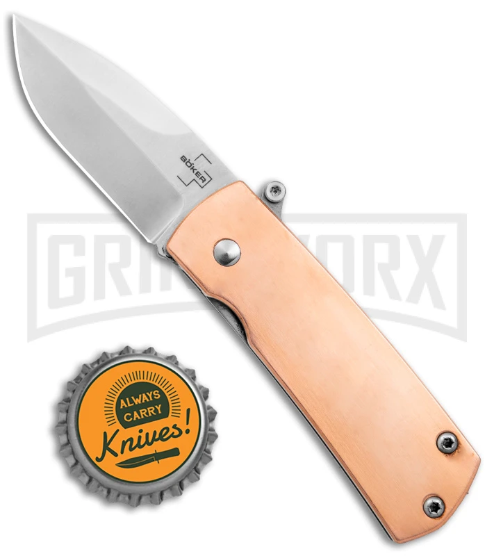 Boker Plus Shamsher Copper Automatic Liner Lock Knife - Satin Plain 4 Boker Plus Shamsher Copper Automatic Liner Lock Knife - Satin Plain - Image 4