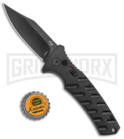 Boker Plus Strike Black Automatic Knife - Black Plain -Knife Store Boker Plus Strike Bowie Auto Black Black BHQ 125300 jr bottlecap large