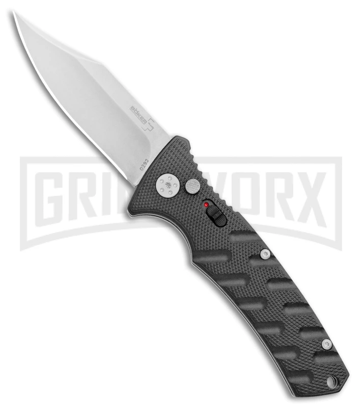 Boker Plus Strike Automatic Knife - Bowie Stonewash Plain 1 Boker Plus Strike Automatic Knife - Bowie Stonewash Plain