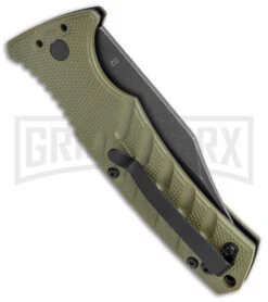 Boker Plus Strike OD Green Automatic Knife - Bowie Black Stonewash Plain 6 Boker Plus Strike OD Green Automatic Knife - Bowie Black Stonewash Plain -Knife Store Boker Plus Strike Bowie Auto OD Green Black Wash BHQ 125301 jr side large