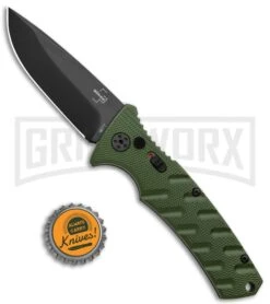 Boker Plus Strike OD Green Automatic Knife - Drop Point Black Plain -Knife Store Boker Plus Strike DP Auto OD Green Black BHQ 97033 jr bottlecap large