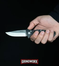 Boker Plus Strike Manual Knife - Drop Point Stonewash Plain -Knife Store Boker Plus Strike Drop Point Automatic Knife Stonewash 01BO400N BHQ 32040 kp in hand web large 8