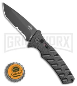 Boker Plus Strike Automatic Knife - Tanto Black Serrated -Knife Store Boker Plus Strike Tanto Automatic Knife 3.25 Black Serr 01BO401N LS Bottlecap large