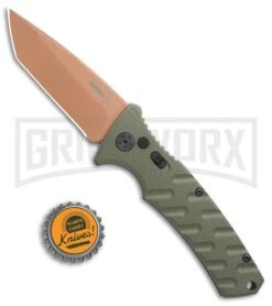 Boker Plus Strike Desert Warrior OD Green Automatic Knife - Tanto Copper Plain -Knife Store Boker Plus Strike Tanto Desert Warrior OD Green copper BHQ 68520 jr bottlecap large