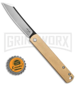 Boker Plus Zensin 42 Brass Slip Joint Knife - Satin Plain -Knife Store Boker Plus Zensin 42 Slip Joint Knife Brass 3in Satin BHQ 139173 td size large