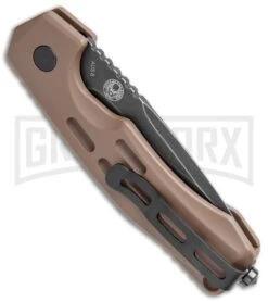 Boker Thunder Storm Automatic Knife Coyote - Blackwash Plain -Knife Store Boker Thunder Storm Auto Coyote Blak SW BHQ 110586 jr bottlecap large