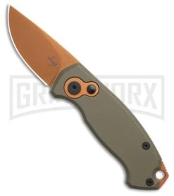 Boker Vox Kompakt CA Legal Automatic Knife OD Green - Drop Point Copper Plain