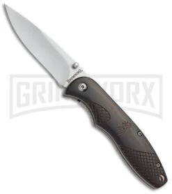 Browning Whitetail Black Wood Liner Lock Knife W/ Gift Tin - Satin Plain