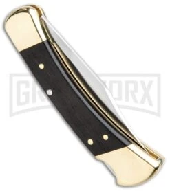 Buck Knives Buck 110 Automatic Ebony Lockback Knife - Satin Plain -Knife Store Buck 110 Auto LB Ebony Dymondwood Satin 0110BRSA BHQ 51274 jr side large