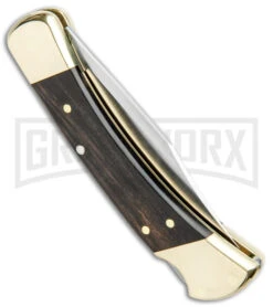 Buck Knives Buck 110 Black Ebony Manual Folding Knife - Satin Plain -Knife Store Buck 110 Rosewood Manual Satin 0110BRS BHQ 2657 jr side large