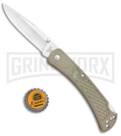 Buck Knives Buck 110 Slim Select Tan Lockback Knife - Satin Plain -Knife Store Buck 110 Slim Select LB Tan Satin 0110BRS2 B BHQ 106659 jr bottlecap large