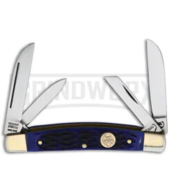 Buck Creek Little Bear And Bull Blue Pick Bone Pocket Knife