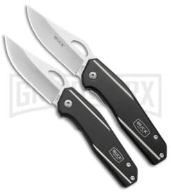 Buck Dealer Tin 247/246 Black Aluminum 2-for-1 Pocket Knife Satin Plain