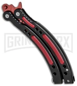 Andux CS Black Balisong Butterfly Knife W/ Red Inlays - Bowie Red Plain -Knife Store Butterfly Red Inlay Black Handle BF310477 1 BHQ 81131 jr side large