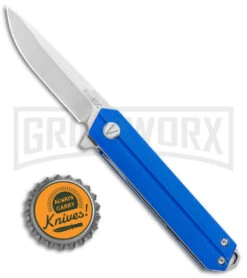 B'yond EDC Linear Blue G-10 Folding Knife - Stonewash Plain -Knife Store Byond EDC Linear LL Blue G 10 Satin SA1905DGS BL BHQ 104331 jr bottlecap large