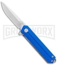 B'yond EDC Linear Blue G-10 Folding Knife - Stonewash Plain