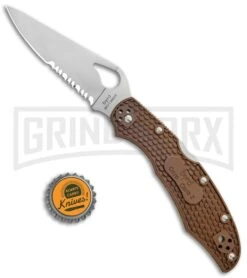 Byrd Cara Cara 2 Brown FRN Folding Knife - Satin Serr -Knife Store Byrd Cara Cara 2 LB Brown FRN Satin Serr BY03PSBN2 BHQ 89816 jr bottlecap large