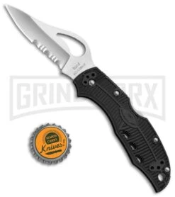 Byrd Meadowlark Black FRN Folding Knife - Satin Serr -Knife Store Byrd Meadlowlark FRN LB Satin Serr BY04PSBK BHQ 6921 jr bottlecap large