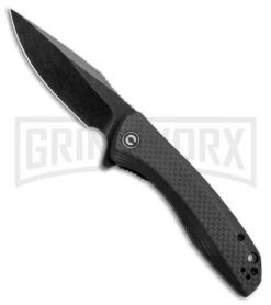 CIVIVI Baklash Black/CF Flipper Liner Lock Knife - Black SW Plain