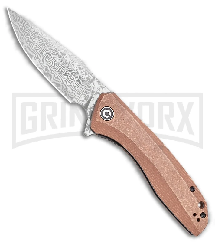 CIVIVI Baklash Stonewashed Copper Flipper Knife - Damascus Plain 1 CIVIVI Baklash Stonewashed Copper Flipper Knife - Damascus Plain