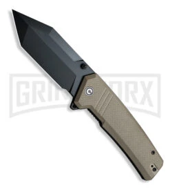 CIVIVI Bhaltair Tan G-10 Folding Knife - Tanto Black Plain