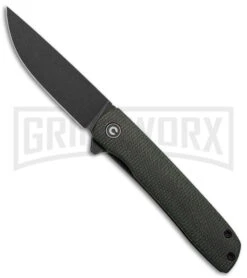 CIVIVI Brad Zinker Bo Dark Green Micarta Folding Knife - Black Plain