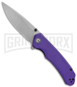 CIVIVI Brazen Purple G-10 Liner Lock Drop Point Knife - Stonewash Plain