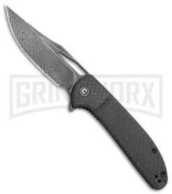 CIVIVI Ortis Liner Lock Knife Twill CF 3.25" BlackDamascus Plain