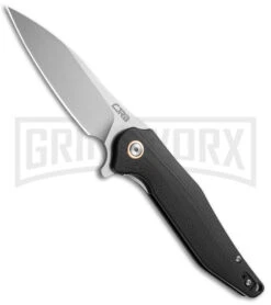 CJRB Agave Black Liner Lock Flipper Knife - Stonewash Plain