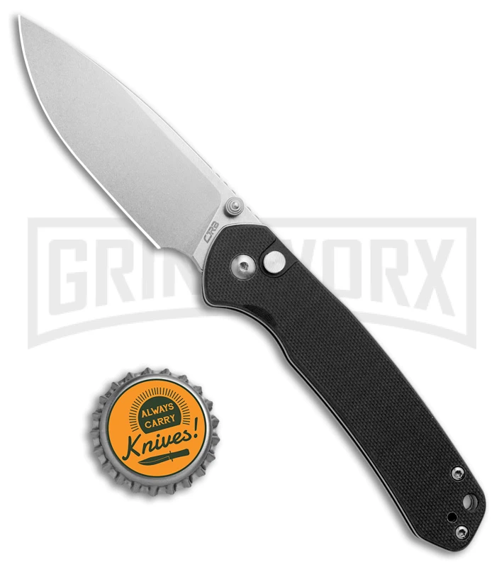CJRB Black G-10 Pyrite Button Lock Knife - Stonewash Plain 4 CJRB Black G-10 Pyrite Button Lock Knife - Stonewash Plain - Image 4