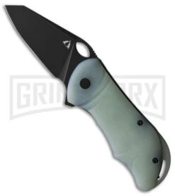 CMB Made Knives Hippo Natural Jade G-10 Folding Flipper Knife - Black Plain