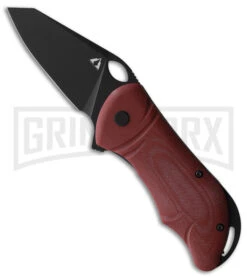 CMB Made Knives Hippo Red G-10 Folding Flipper Knife - Black Plain