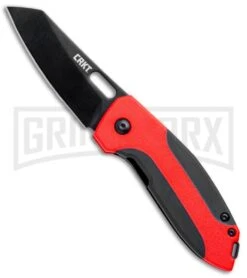 CRKT Burnley Sketch Black/Red Wharncliffe Liner Lock Folding Knife - Black Plain