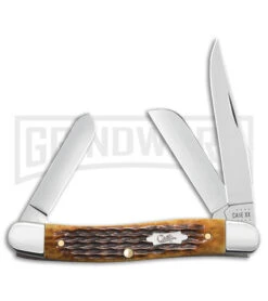 Case Medium Stockman Rogers Corn Cob Antique Bone Pocket Knife - Polish Plain