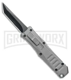 Mini Marvel Grey DA/OTF Automatic Knife - Tanto Black Plain