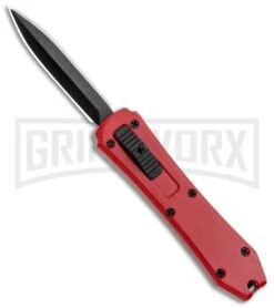Coffin Blaster Red DA/OTF Automatic Knife - Black Plain