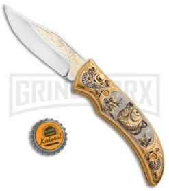 Custom Russian Gold Bear Automatic Knife - Polish Plain -Knife Store Custom Russian Gold Bear Auto Polish RV HC3 BEAR GX 31049 jr bottlecap large