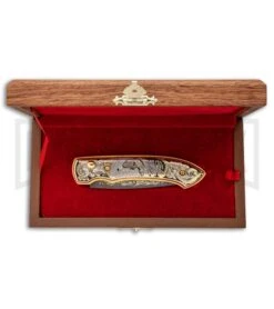 Custom Russian Gold Fish Automatic Knife - Damascus Plain -Knife Store Custom Russian Gold Fish Automatic Damascus RV HC5 FISH DAM GX 31051 jr box large