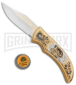 Custom Russian Gold Leopard Automatic Knife - Polish Plain -Knife Store Custom Russian Gold Leopard Auto Polish RV HC3 LEOPARD GX 31048 jr bottlecap large