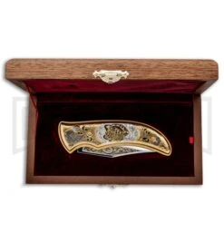 Custom Russian Gold Leopard Automatic Knife - Polish Plain -Knife Store Custom Russian Gold Leopard Auto Polish RV HC3 LEOPARD GX 31048 jr box large