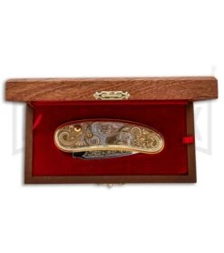 Custom Russian Gold Lion Automatic Knife - Polish Plain -Knife Store Custom Russian Gold Lion Auto Polish RV HC2 LION GX 31052 jr box large