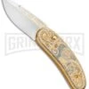 Custom Russian Gold Lion Automatic Knife - Polish Plain