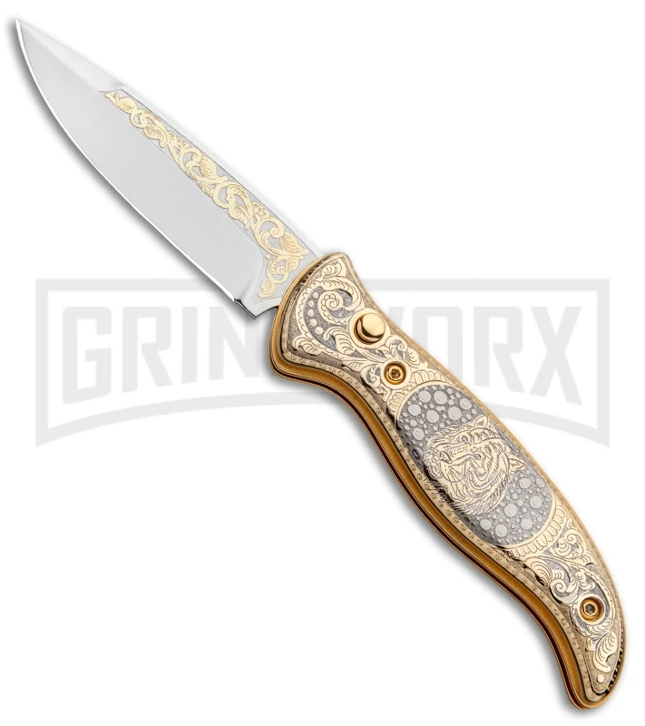 Custom Russian Gold Tiger Automatic Knife - Polish Plain 1 Custom Russian Gold Tiger Automatic Knife - Polish Plain