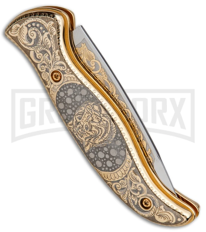 Custom Russian Gold Tiger Automatic Knife - Polish Plain 3 Custom Russian Gold Tiger Automatic Knife - Polish Plain - Image 3