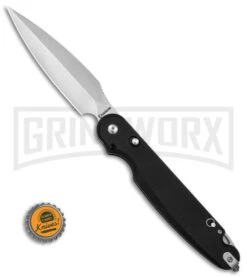Daggerr Knives Nestor Black G-10 Folding Knife - Stonewash Plain -Knife Store Dagger Knives Parrot Nestor Flipper Black G10 4in SW BHQ 169618 td size large