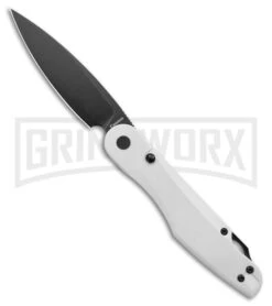 Daggerr Knives Sparrow Stormtrooper White G-10 Button Lock Knife - Black Plain