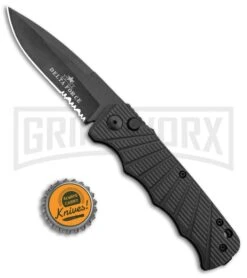 Delta Force Automatic Knife Black Aluminum - Black Partially Serrated -Knife Store Delta Force Auto Black Molded Plastic Black Partially Serrated GX 33539 jr bottlecap large