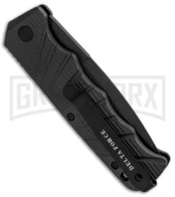 Delta Force Automatic Knife Black Aluminum - Black Plain -Knife Store Delta Force Auto Black Molded Plastic Black Plain GX 33538 jr side large 1
