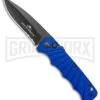 Delta Force Blue Auto Knife - Black Serrated
